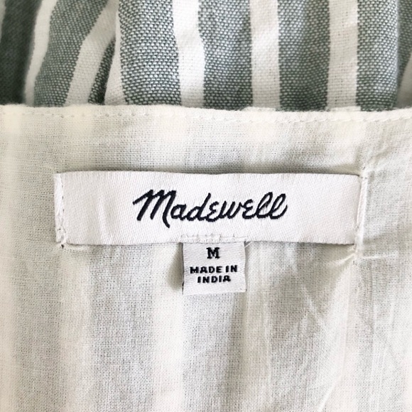 Madewell Seersucker Flutter-Sleeve Mini Dress Striped Sage Green Medium - Picture 9 of 10